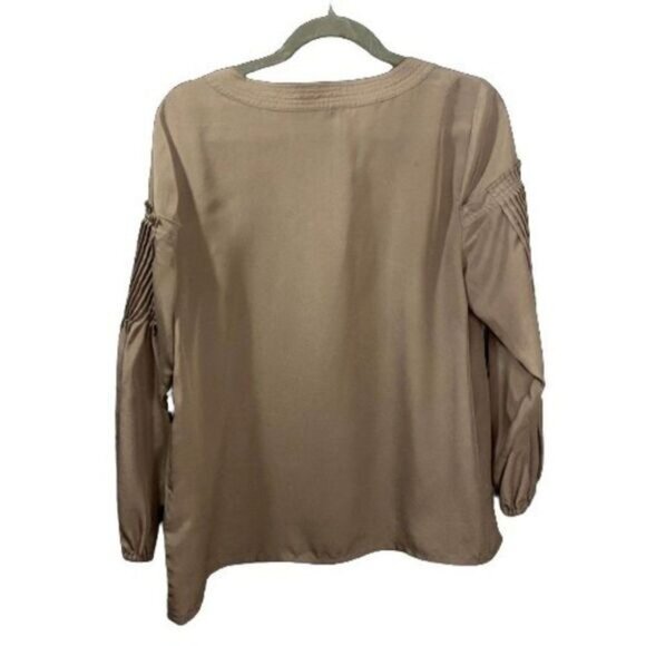 Rose & Olive Peasant Blouse Keyhole Tie-Neck Long Sleeve M - Picture 2 of 7